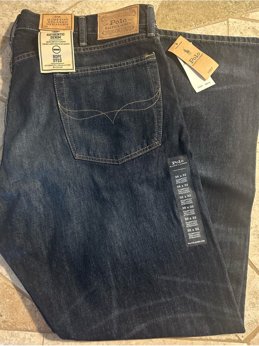 Polo by Ralph Lauren Men’s Dark Indigo Relaxed Jeans 38x32 - NWT